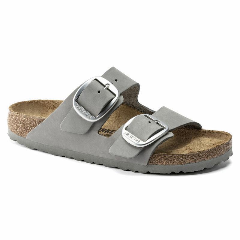 Birkenstock Big Přezkou Nubuck Læder Arizona Dame Grå | DK 467FDN